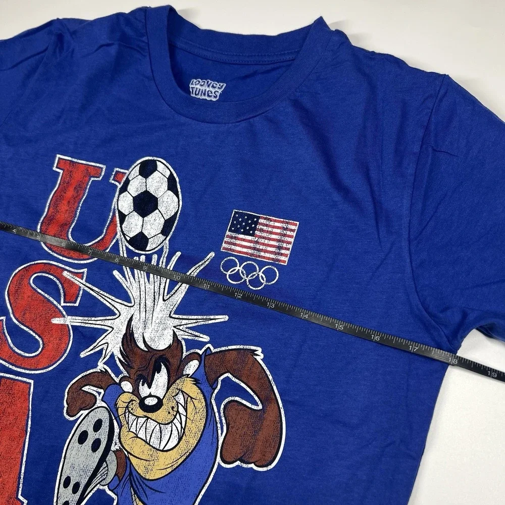 Taz Looney Tunes Team USA Tasmanian Devil‎ Soccer T-Shirt Royal Blue Youth Large